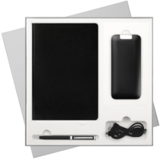 Подарочный набор River side, черный/красный (ежедневник, ручка, аккумулятор)