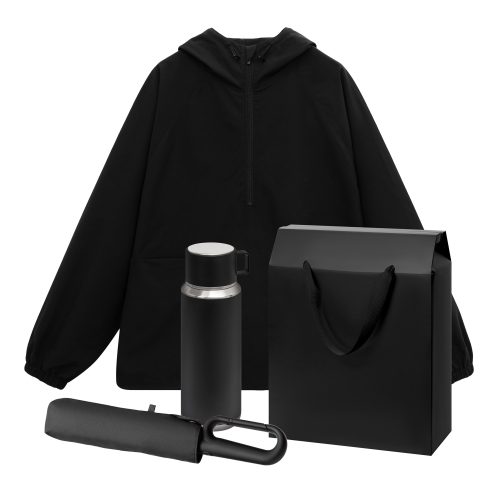 Премиум набор с одеждой Риссман (RISSMAN) (ветровка, зонт, термос), черный, XS/S