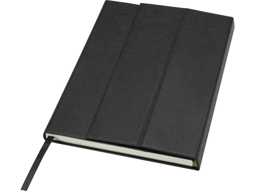 Блокнот Alejandra формата А5 с твердой обложкой из переработанной кожи - сплошной черный
