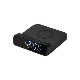 Зарядная станция с часами 15W Rigel, черная