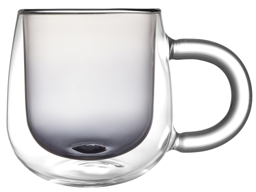 Кружка с двойными стенками с широкой ручкой и градиентным покрытием Fog, черный