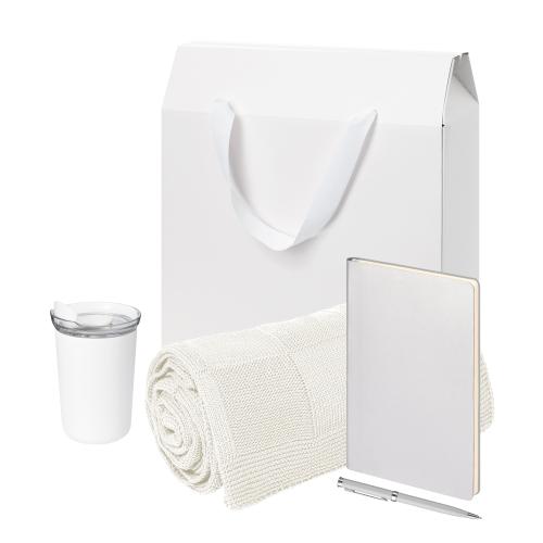 Подарочный набор Велком Пак Спарк (Welcome Pack Spark), серебряный (термокружка,ежедневник, ручка, плед, коробка-пакет)