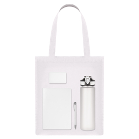 Подарочный набор Welcome Pack, белый (бутылка, ежедневник, ручка, ЗУ, шоппер)