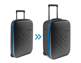 Чемодан складной Rollink Earth 55x40x20 см, 2 колеса, черный/синий