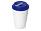 Пластиковый стакан Take away с двойными стенками и крышкой с силиконовым клапаном, 350 мл, белый/синий