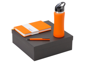 Подарочный набор c блокнотом C2, ручкой и бутылкой, оранжевый