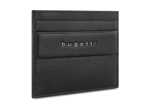 Портмоне для кредитных карт BUGATTI НОМ | NOME, с защитой данных RFID, черное, натуральная воловья кожа, 10,2х0,3х8,2 см