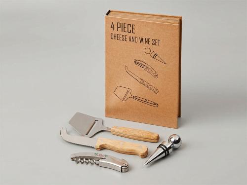Подарочный набор для вина и сыра Reze из 4 предметов, натуральный