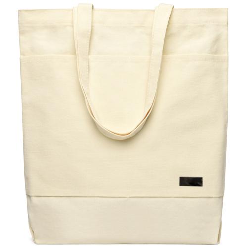 Сумка для покупок JETTA 325 г/м² с шильдом, натуральный/шильд (чёрный глянцевый никель)