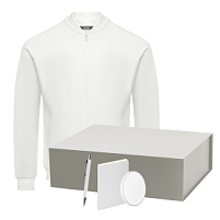 Набор с одеждой TORRES (толстовка, зарядное устройство, блокнот, ручка), белый/серебряный, M