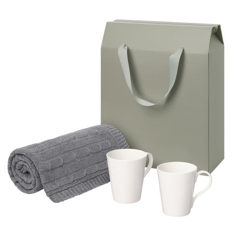 Подарочный набор Веста (Vesta), Фадо (Fado), серый в коробке-пакете (две фарфоровых кружки)