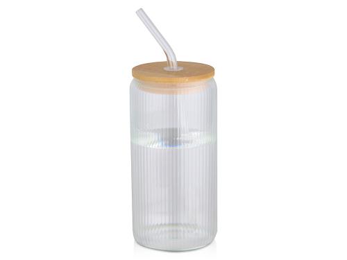 Ёмкость Mirage из боросиликатного стекла объемом 500 мл с одинарными стенками и крышкой из бамбука - Прозрачный
