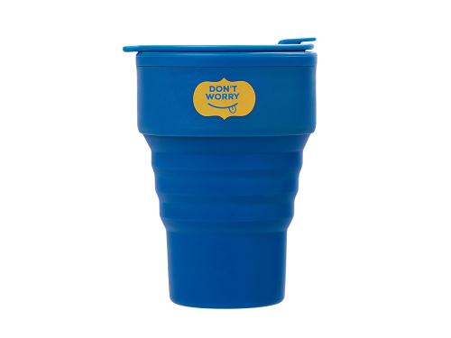 Силиконовый складной стакан GoCup, синий индиго, тампопечать