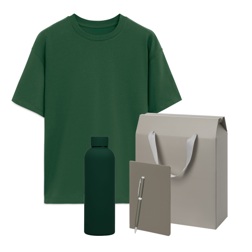 Набор с одеждой Раст (Rust) (футболка, термобутылка, блокнот, ручка), зеленый/серый, XL/2XL