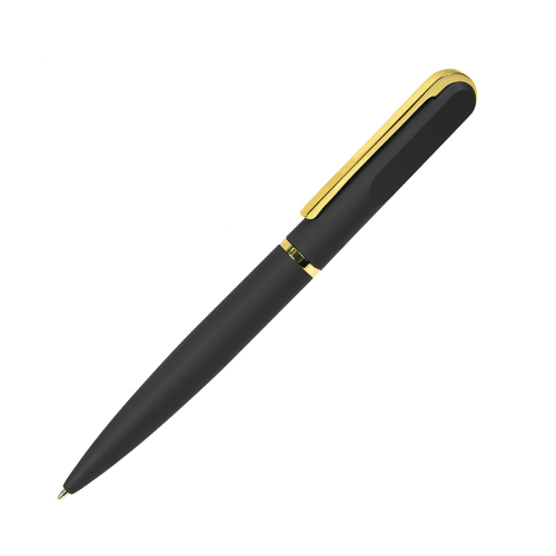 Ручка шариковая FARO, покрытие soft touch, черный, золотистый
