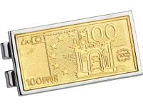 Зажим для денег «Сто евро», цвет: золотой, серебристый