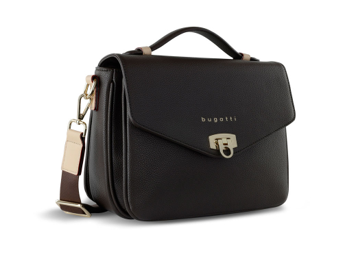 Сумка женская BUGATTI ЭЛЛА | ELLA, тёмно-коричневая, полиуретан, 29х10х22 см