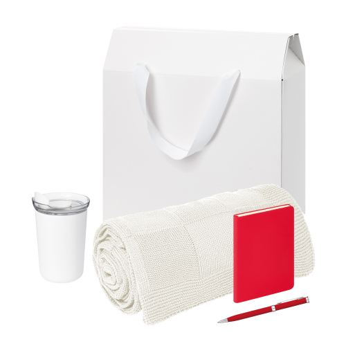 Подарочный набор Велком Пак Спарк мини (Welcome Pack Spark mini), красный (термокружка, блокнот, ручка, плед, коробка-пакет)