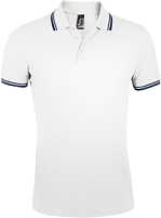 Рубашка поло мужская Pasadena Men 200 с контрастной отделкой, белая с синим Рубашка поло мужская Pasadena Men 200 с контрастной отделкой, белая с синим