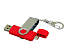 Флешка с поворотным механизмом, c дополнительным разъемом Micro USB, 16 Гб, красный
