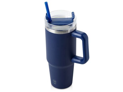 Термокружка Крэнстон с двойными стенками из переработанной нержавеющей стали, синий нейви