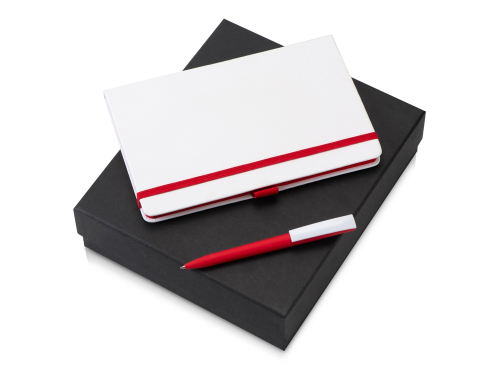 Подарочный набор Jacque white 2.0. с ручкой и блокнотом, красный