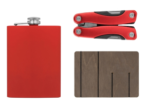 Набор с мультитулом и фляжкой Путешественник 2.0., красный