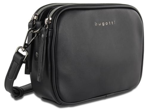 Сумка кросс-боди женская BUGATTI АЛМАТА | ALMATA, чёрная, полиуретан, 21,5х6х15 см