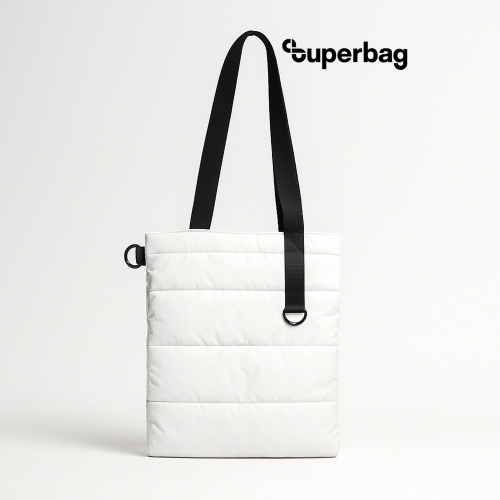 Шоппер Superbag Bubble, стёганый, с магнитной кнопкой (белый с черным)