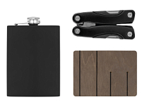 Набор с мультитулом и фляжкой Путешественник 2.0., черный
