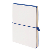 Бизнес-блокнот "Combi", 130*210 мм, бело-тем-синий, кремовый форзац, гибкая обложка, в клетку/нелин, белый, темно-синий