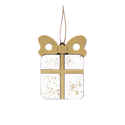 Ёлочная игрушка Подарочек (белый с золотым )