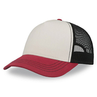 Бейсболка RAPPER CANVAS-S, 5 клиньев, пластиковая застёжка, белый, бордовый, чёрный