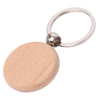 Брелок TIMBER CIRCLE; d = 4 см; дерево, бежевый