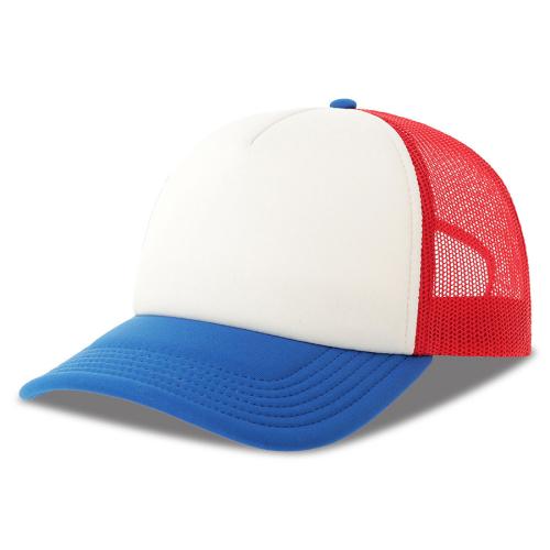 Бейсболка RAPPER-S, 5 клиньев, пластиковая застёжка, белый, красный, синий