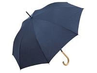 Зонт-трость «Okobrella» с деревянной ручкой и куполом из переработанного пластика, цвет: синий