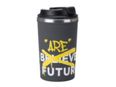 Герметичная термокружка на присоске Kick, 350 мл, серый (уф печать круговая)