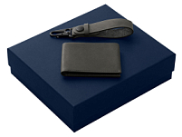 Подарочный набор Long River: кошелек, ремешок для ключей (без лого Long River), синяя коробка