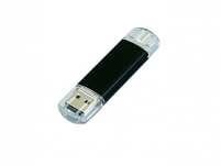 USB-флешка на 64 ГБ.c дополнительным разъемом Micro USB, черный USB-флешка на 64 ГБ.c дополнительным разъемом Micro USB, черный
