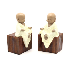 Набор статуэток &amp;quot;Маленькие монахи&amp;quot;, Шоколадный/бежевый