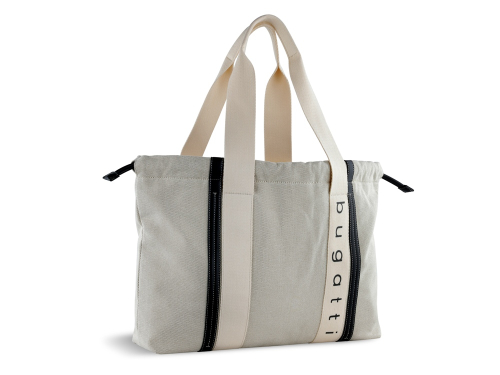 Сумка-шоппер женская BUGATTI АМБРА | AMBRA, бежево-черный цвет, хлопок/полиэстер, 45х10х34 см