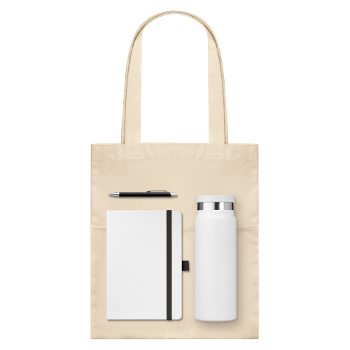 Подарочный набор Арктик (Arctic), белый/черный (ежедневник, ручка, термобутылка, шоппер)