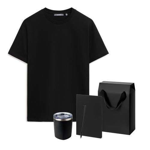 Набор с одеждой Крис (Kris) (футболка, термокружка, блокнот, ручка), черный, M