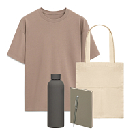Набор с одеждой RUST (футболка, термобутылка, ежедневник, ручка, шоппер), мокко/серый, 3XL/4XL