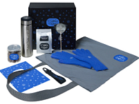 Подарочный набор с перчатками, термосом и чаем, синий