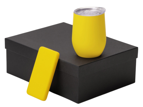 Подарочный набор с термокружкой и повербанком С2, 10000 mAh, желтый