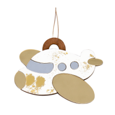 Ёлочная игрушка Самолетик (белый с золотым )