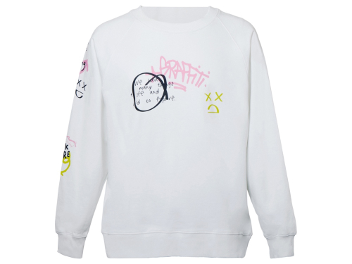 Свитшот оверсайз с рукавом реглан Belgrade, унисекс, белый, ДТФ текстиль