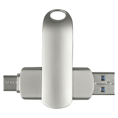 Флеш накопитель USB 3.0 + TYPE C Cupertino, серебристый матовый