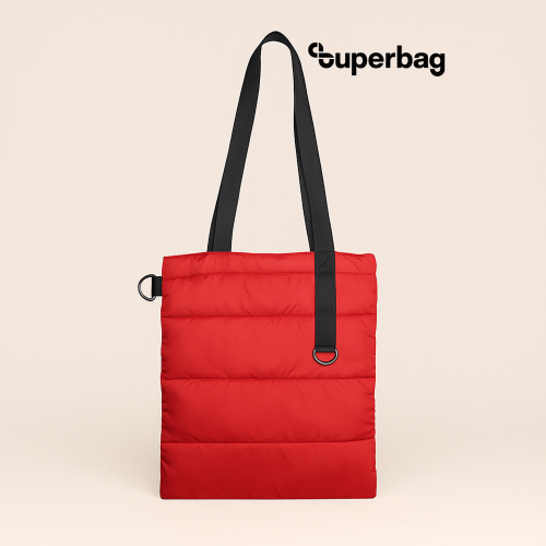 Шоппер Superbag Bubble, стёганый, с магнитной кнопкой (красный с черным)